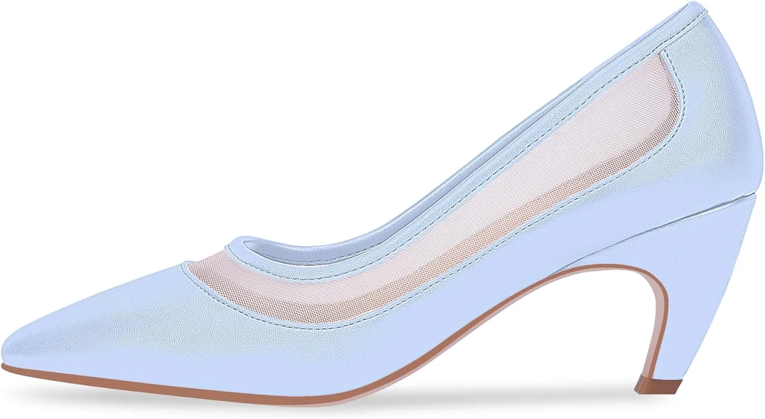 100FIXEO Women's Pointed Toe Mid Heel Pumps Snakeskin Print Mesh Slip On Dress Shoes
