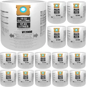 15 Pack Vaccum Bags Compatible for Shop Vac Bags 15-22 Gallon, Type G/J 90663,9066300,90673,9067300,VF2008 Disposable Dust Collection Vaccum Filter Bag