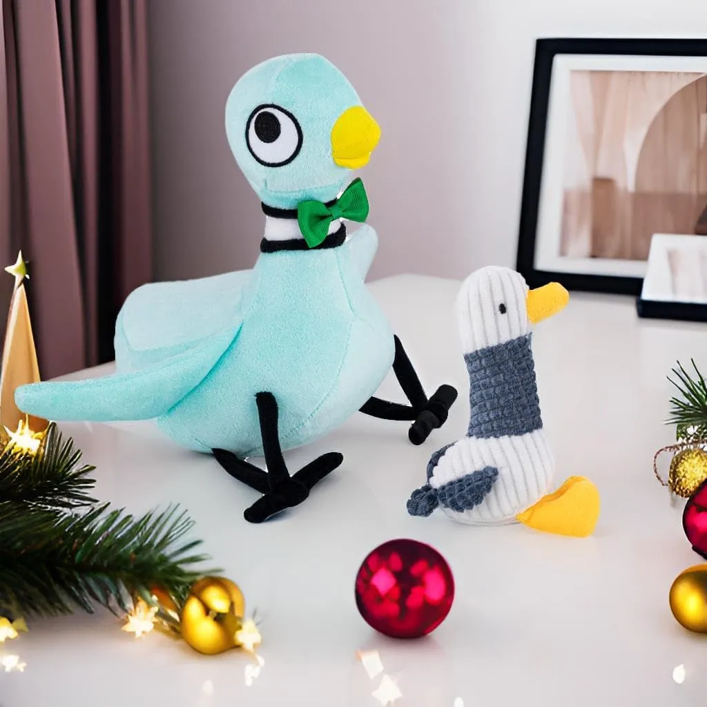 2pcs Pigeon Stuffed Animal Pigeon Plush with Small Little Duckling Soft Bird Plush Toy Birthday Gifts for Kids, Big Eyes, 12 in