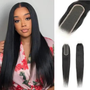 2X6 SKINLIKE 100% Real HD Lace Closure Straight Human Hair Closure 0.095mm Ultra-thin Invisible Swiss HD Lace Closure Pre Plucked Small Single Knots Brazilian Virgin Human Hair HD Closure 16inch