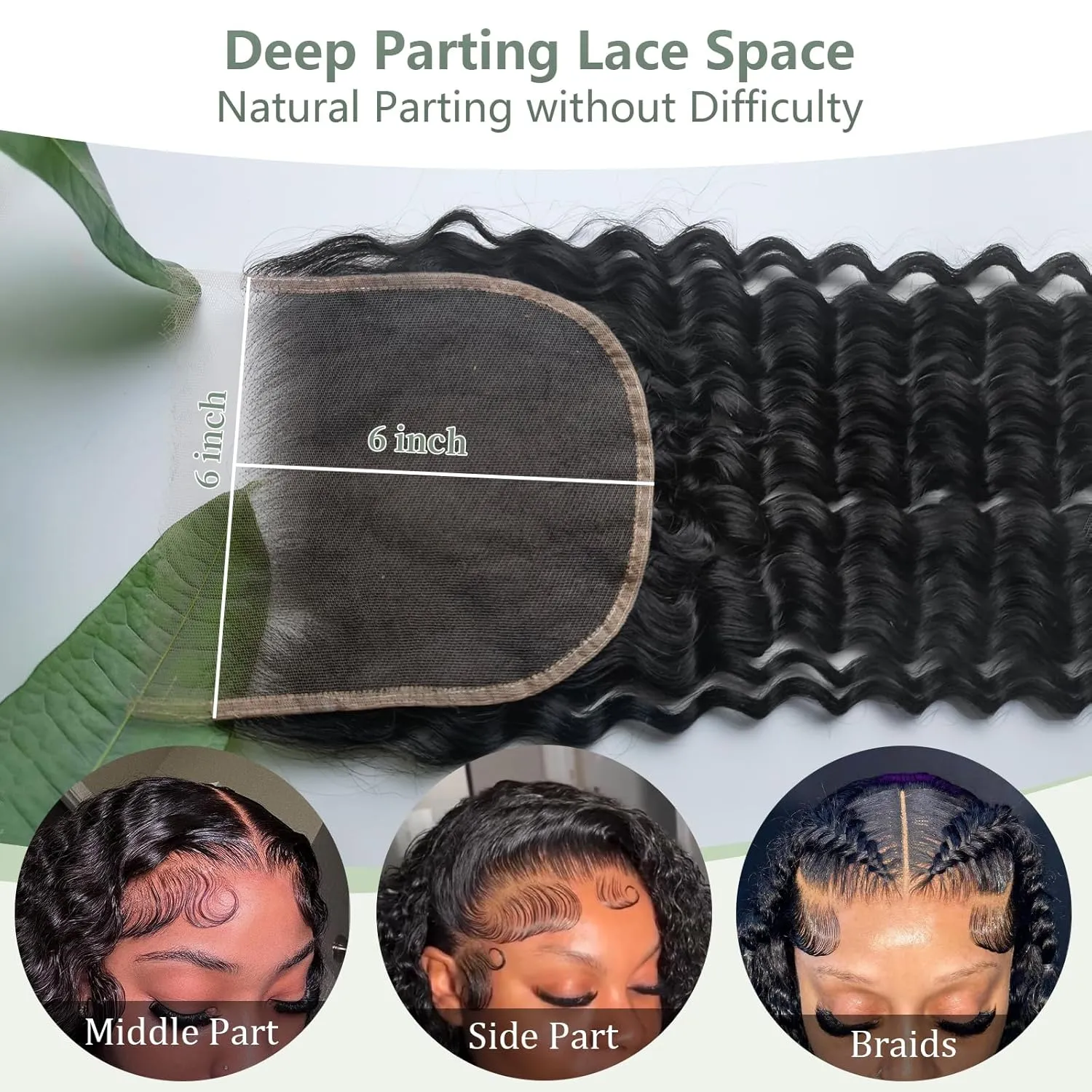 6x6 Skinlike HD Lace Closure Human Hair Wet n Wavy 14Inch Bleached Tiny Knot HD Closure Ultra-thin 0.10mm Swiss Invisible HD Lace Closure Natural Black Deep Wave closure Pre-Plucked Hairline