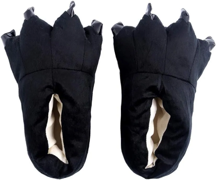 Adult Cute Plush Animal Paw Slippers Fuzzy Warm House Shoes