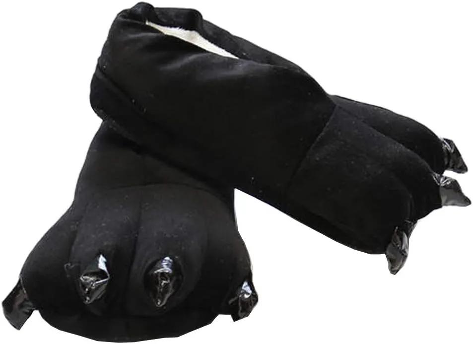 Adult Cute Plush Animal Paw Slippers Fuzzy Warm House Shoes
