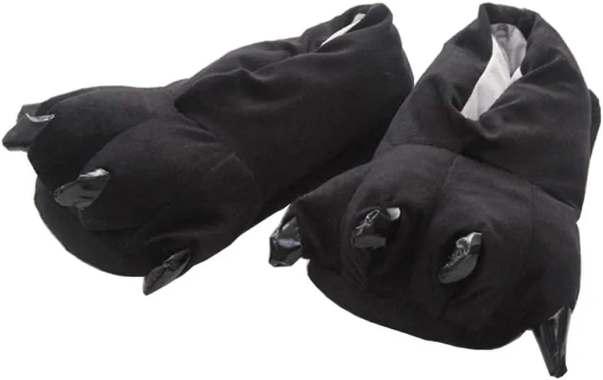 Adult Cute Plush Animal Paw Slippers Fuzzy Warm House Shoes