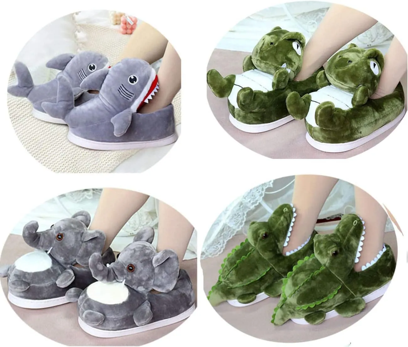 Adult Unisex Winter Warm Plush Animal Slippers,Soft Cozy Animal Styling Design Short Flannel Home Shoes,Animal Shaped Plush Booties,Carpet Slippers,Non-Slip Bedroom Shoes