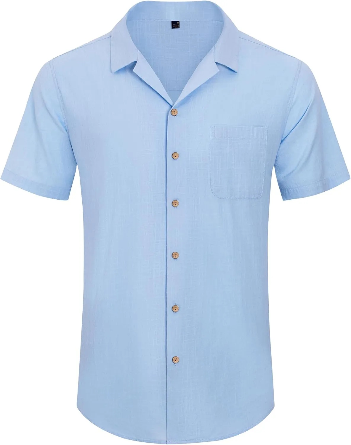 Alimens & Gentle Cuban Linen Shirts for Men Short Sleeve Button Down Shirt Cotton Summer Beach Camp Vacation Hawaiian Shirts