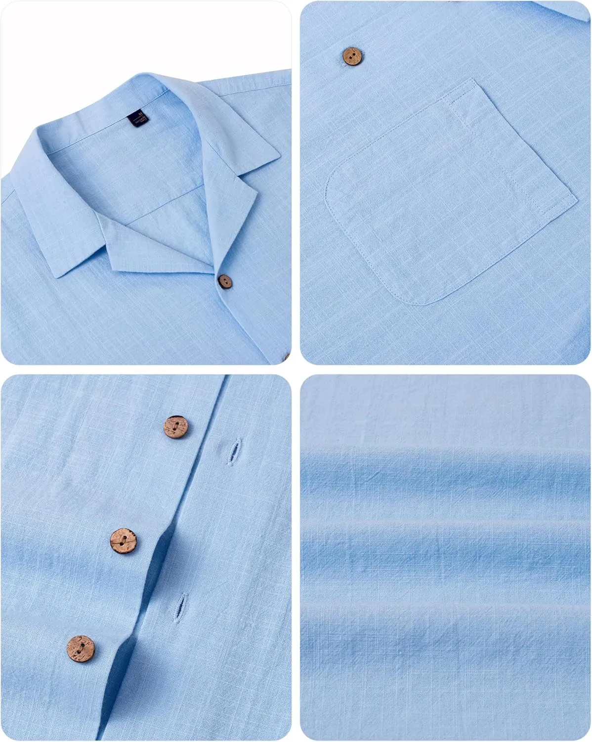 Alimens & Gentle Cuban Linen Shirts for Men Short Sleeve Button Down Shirt Cotton Summer Beach Camp Vacation Hawaiian Shirts