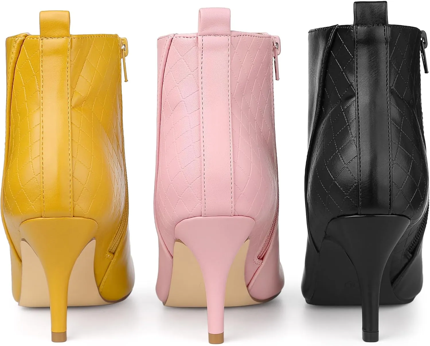 Allegra K Women's Pointed Toe Side Zipper Stiletto Heels Ankle Boots