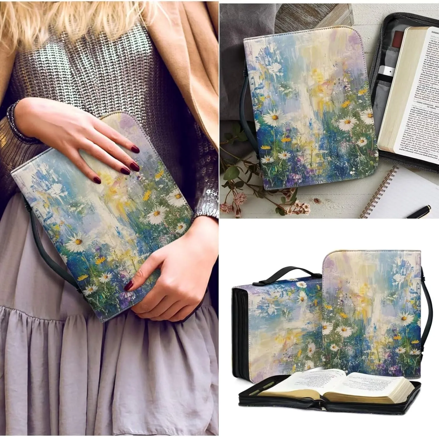 American Flag Bible Covers for Women Bible Carrying Case with Bookmark ZipperedChurch Bag Bible Protective