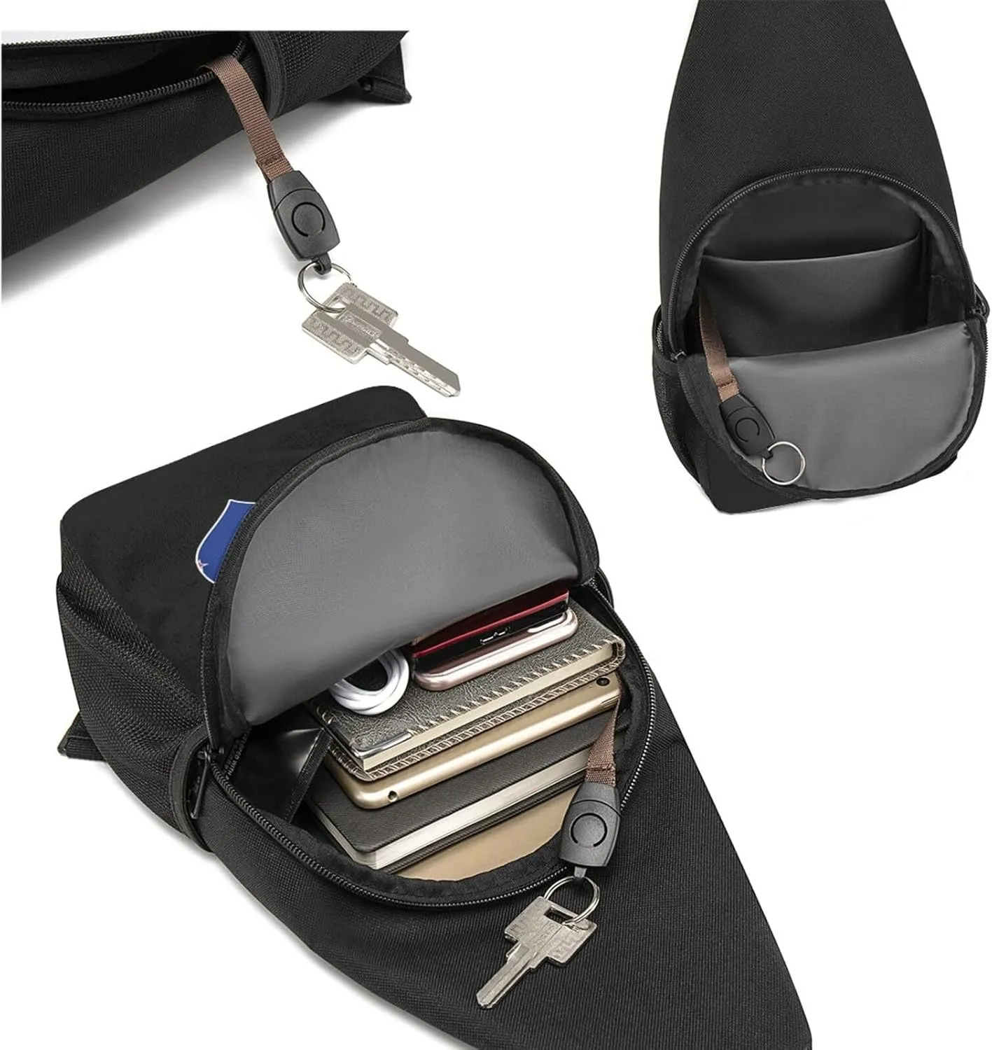 American New Zealand Flag Heart Unisex Chest Bag Lightweight Crossbody Shoulder Bag Travel Pocket