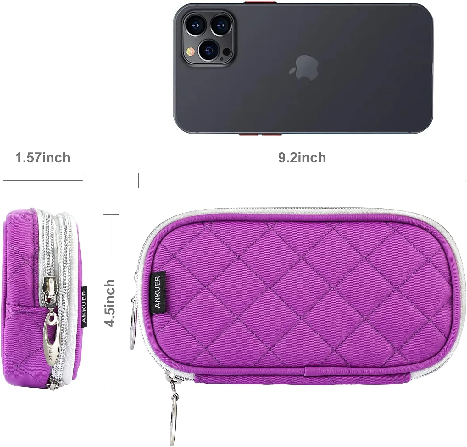 ANKUER Travel Makeup Bag for Women: Small Cosmetic Bag Organizer Cosmetic Case Pouch for Girls (Purple)