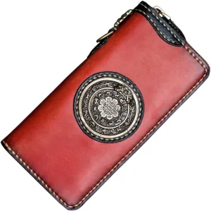 antiquity First layer cowhide Zip Around Wallet Zipper Clutch Purse Coin Card Slots Collection wallet (A)