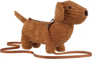 Apricot Lamb Dachshund Dog Animal Shoulder Bag Crossbody Plush Purse for Adults and Teen Girls Boys, Stuffed Animal Shoulder Bag, Kids and Adults Fashion Handbags, 13 Inches