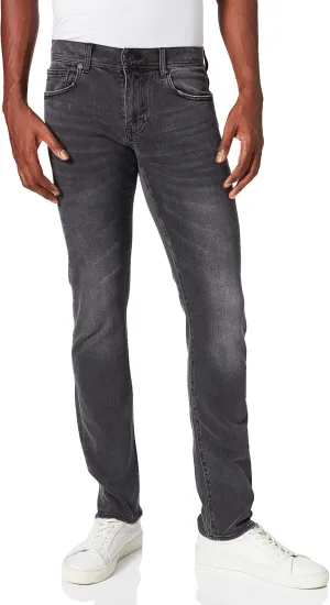 Armani Exchange Men's Distressed 5 Pocket Grey Wash Slim Denim Jeans