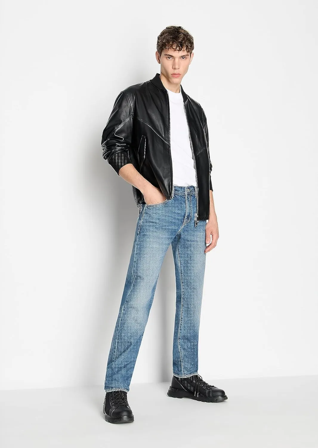 Armani Exchange Men's J16 Straight Fit Non Stretch Cotton Denim