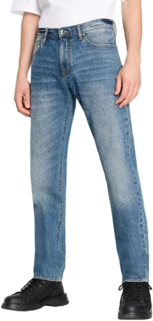 Armani Exchange Men's J16 Straight Fit Non Stretch Cotton Denim