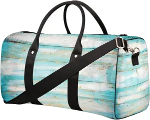 Artistic Wood Board Design Travel Duffel Bag for Women Men Small Sport Gym Bag Waterproof Weekender Overnight Lightweight Carry on Foldable Gym Bag for Training Swim Yoga Traveling Handbag