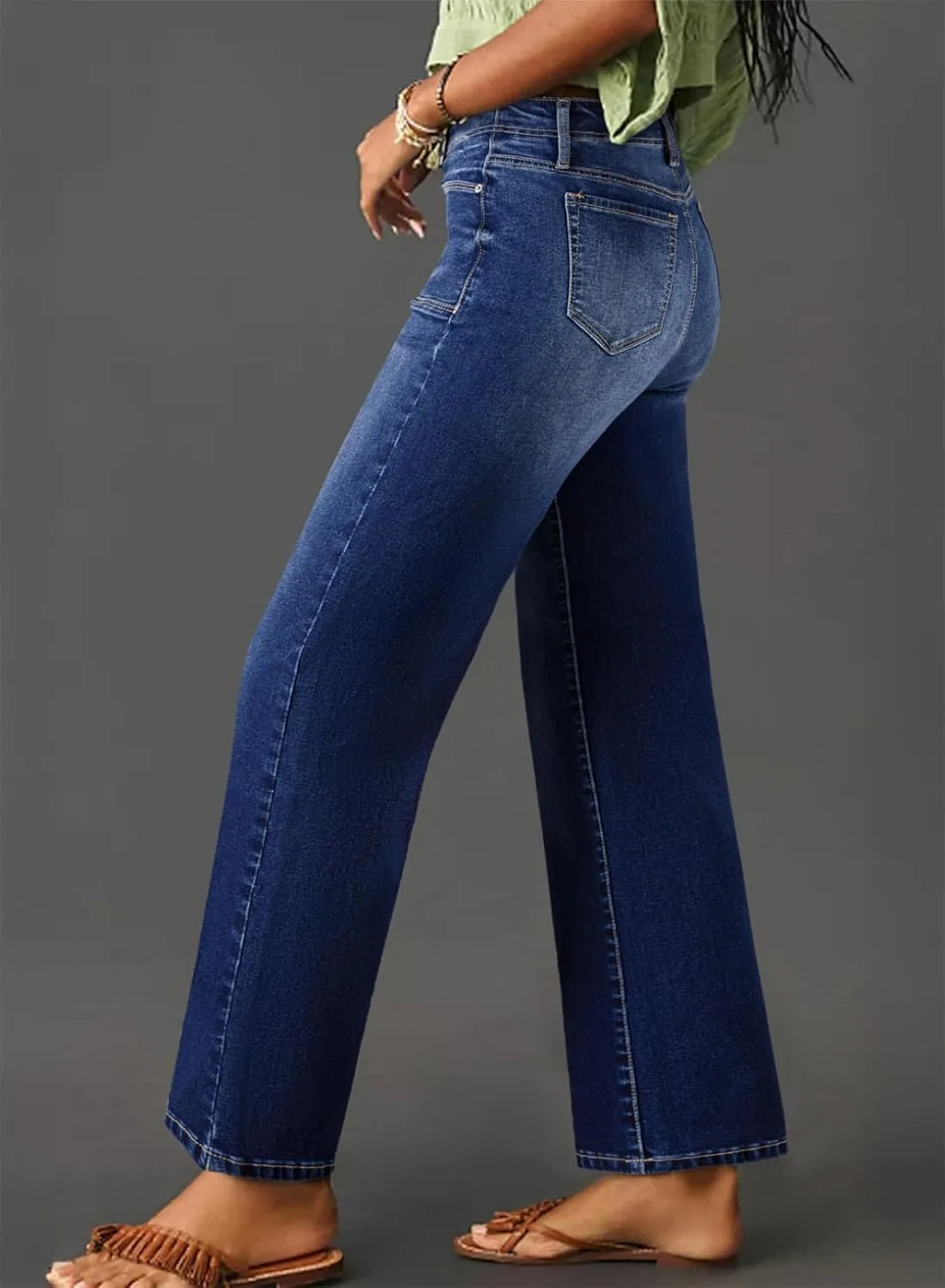 Astylish Womens Wide Leg Jeans High Waisted Stretchy Buttoned Denim Pants Trendy 2025 with Pocket