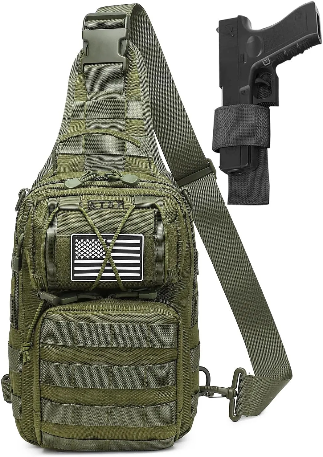 ATBP Tactical Sling Backpack Bag Pack for Men Military One Strap Shoulder Backpack Crossbody Bag With Holster 10 Liters