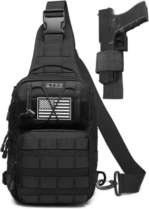 ATBP Tactical Sling Backpack Bag Pack for Men Military One Strap Shoulder Backpack Crossbody Bag With Holster 10 Liters