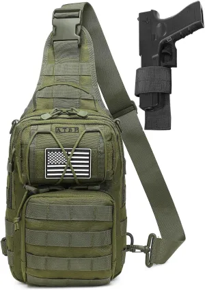 ATBP Tactical Sling Backpack Bag Pack for Men Military One Strap Shoulder Backpack Crossbody Bag With Holster 10 Liters