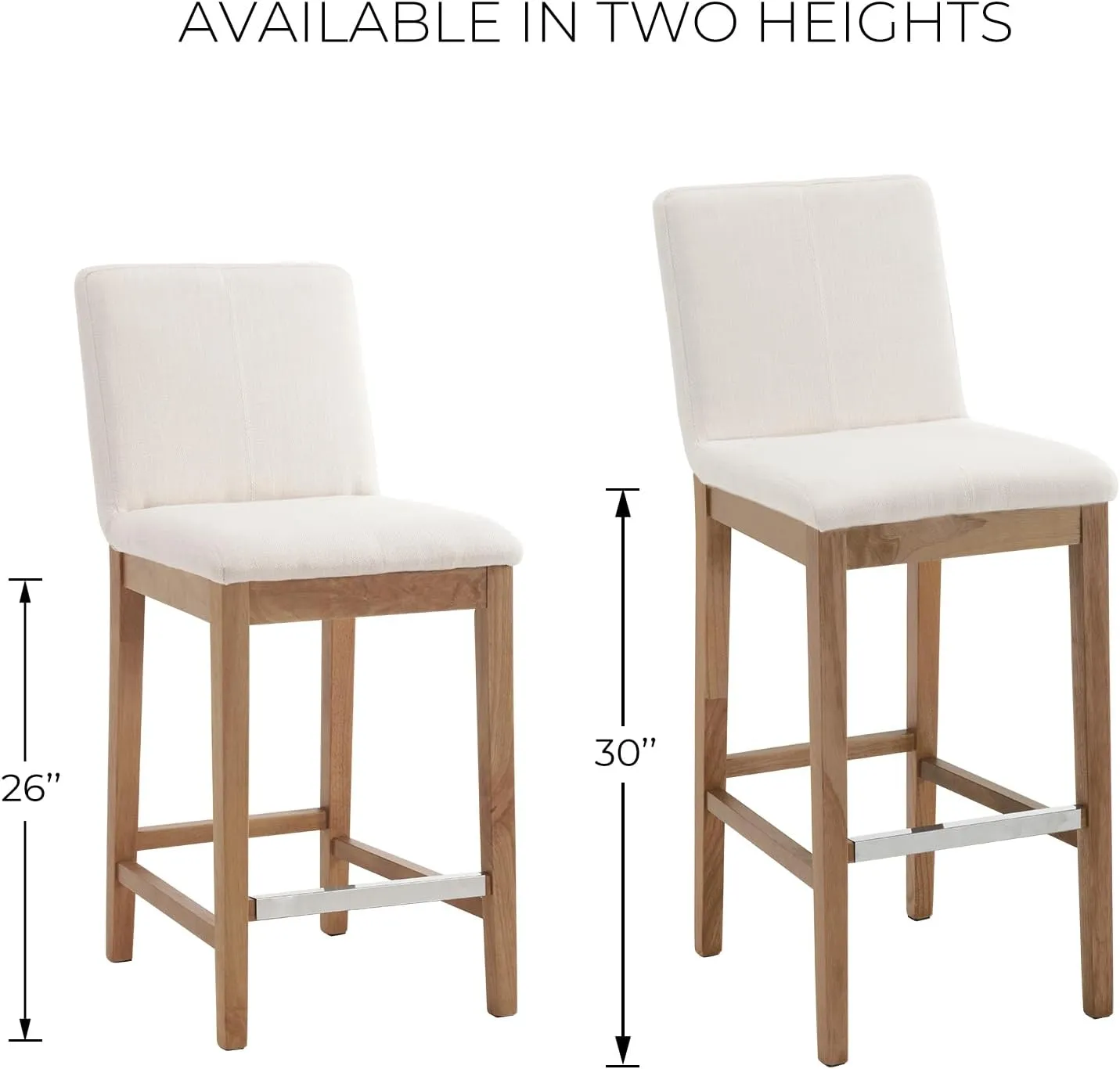 Bar Stools Set of 2, 30'' Modern Upholstered Barstools with Natural Wood Leg, Stool Chair for Kitchen Island, Home Bar, High Table, Pub, Linen Beige