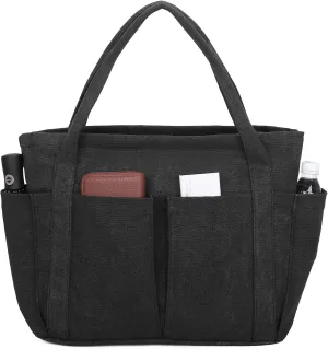 Barsine Large Canvas Tote for Women, Travel Shoulder Bag Top Handle Handbag with Pockets for Gym, Work, Travel