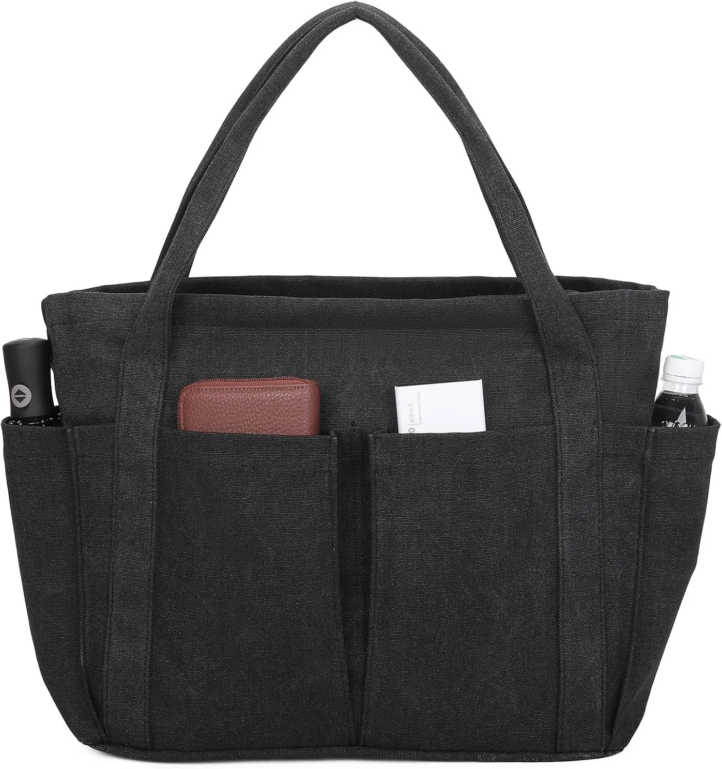 Barsine Large Canvas Tote for Women, Travel Shoulder Bag Top Handle Handbag with Pockets for Gym, Work, Travel