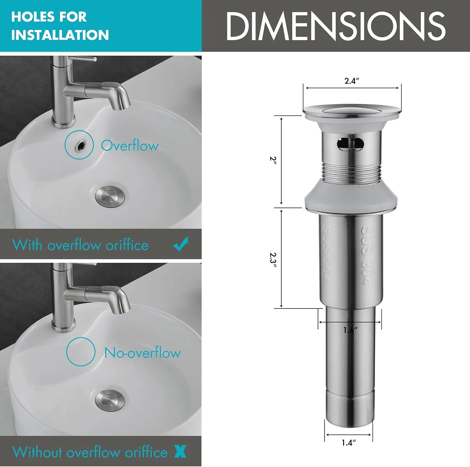 Bathroom Sink Faucet: Single Handle Bathroom Faucet with Pop Up Drain, Bathroom Faucet 1 Hole, Stainless Steel - Brushed Nickel Bathroom Faucet, Vanity Sink Faucet