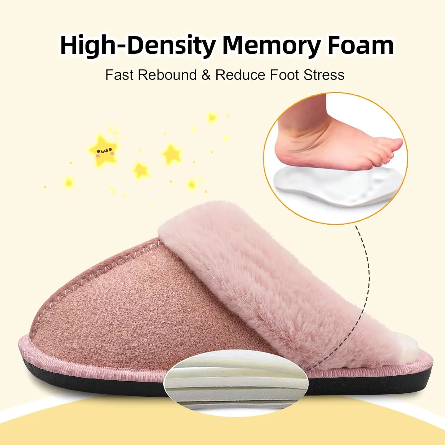 Besroad Kids Slippers Girls Boys Fuzzy House Slippers Warm Memory Foam House Shoes Soft Plush Bedroom Slippers Slides Indoor Outdoor