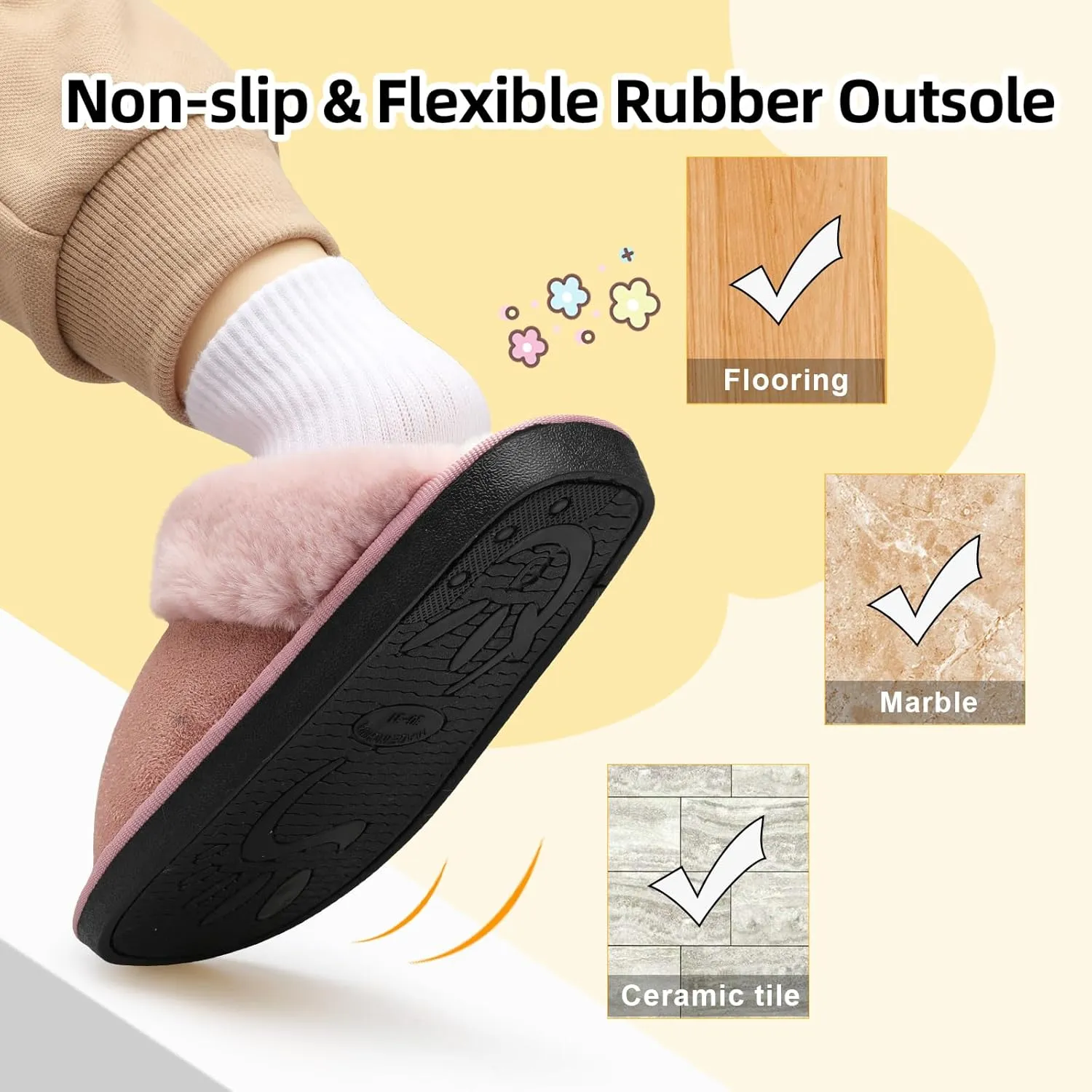Besroad Kids Slippers Girls Boys Fuzzy House Slippers Warm Memory Foam House Shoes Soft Plush Bedroom Slippers Slides Indoor Outdoor