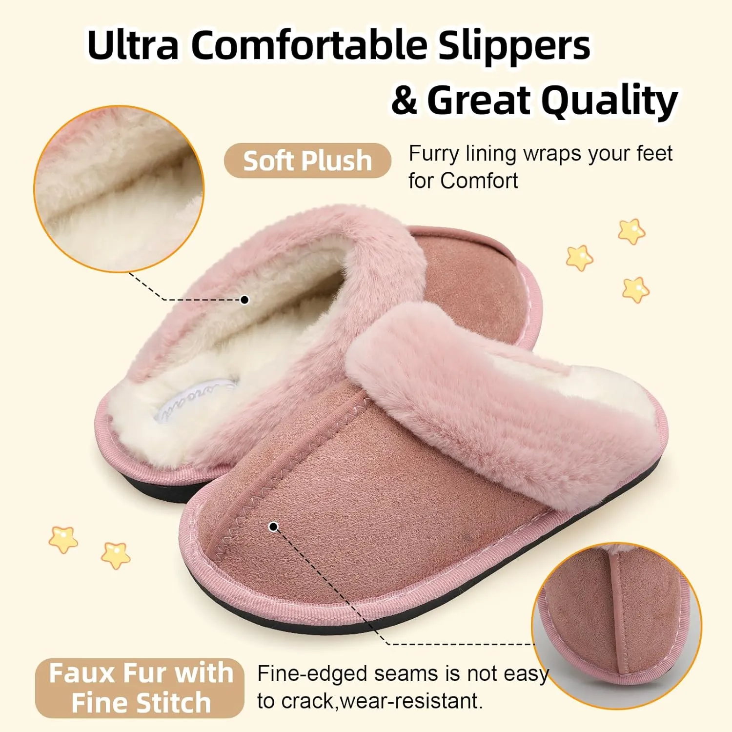 Besroad Kids Slippers Girls Boys Fuzzy House Slippers Warm Memory Foam House Shoes Soft Plush Bedroom Slippers Slides Indoor Outdoor