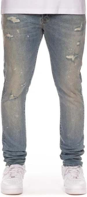 Billionaire Boys Club Clothing Men Jeans Distressed Slim Fit Jeans - Light Wash Ripped Denim with Faded Accents