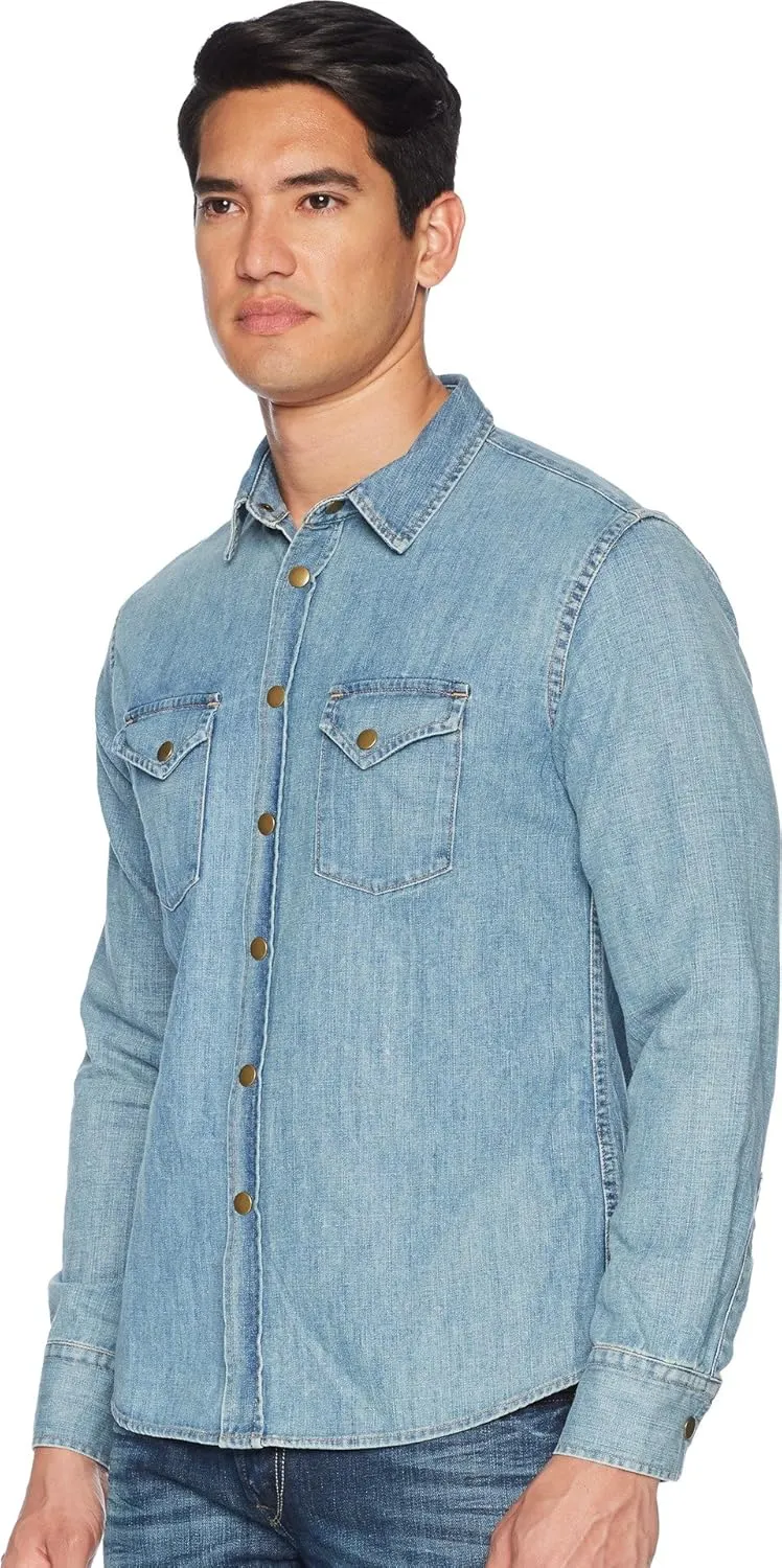 Billy Reid Men's Denim Brass Snap Work Shirt