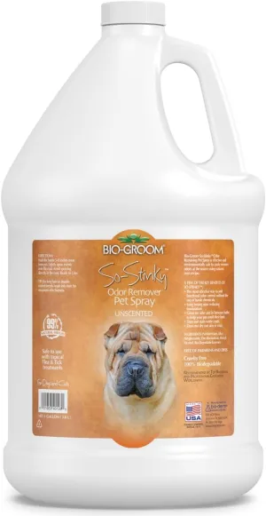 Bio-groom So-Stinky Unscented Odor Remover Pet Spray - Dog Bathing Supplies, Cat & Dog Grooming Supplies, Cruelty-Free, Made in USA - 1 Gallon