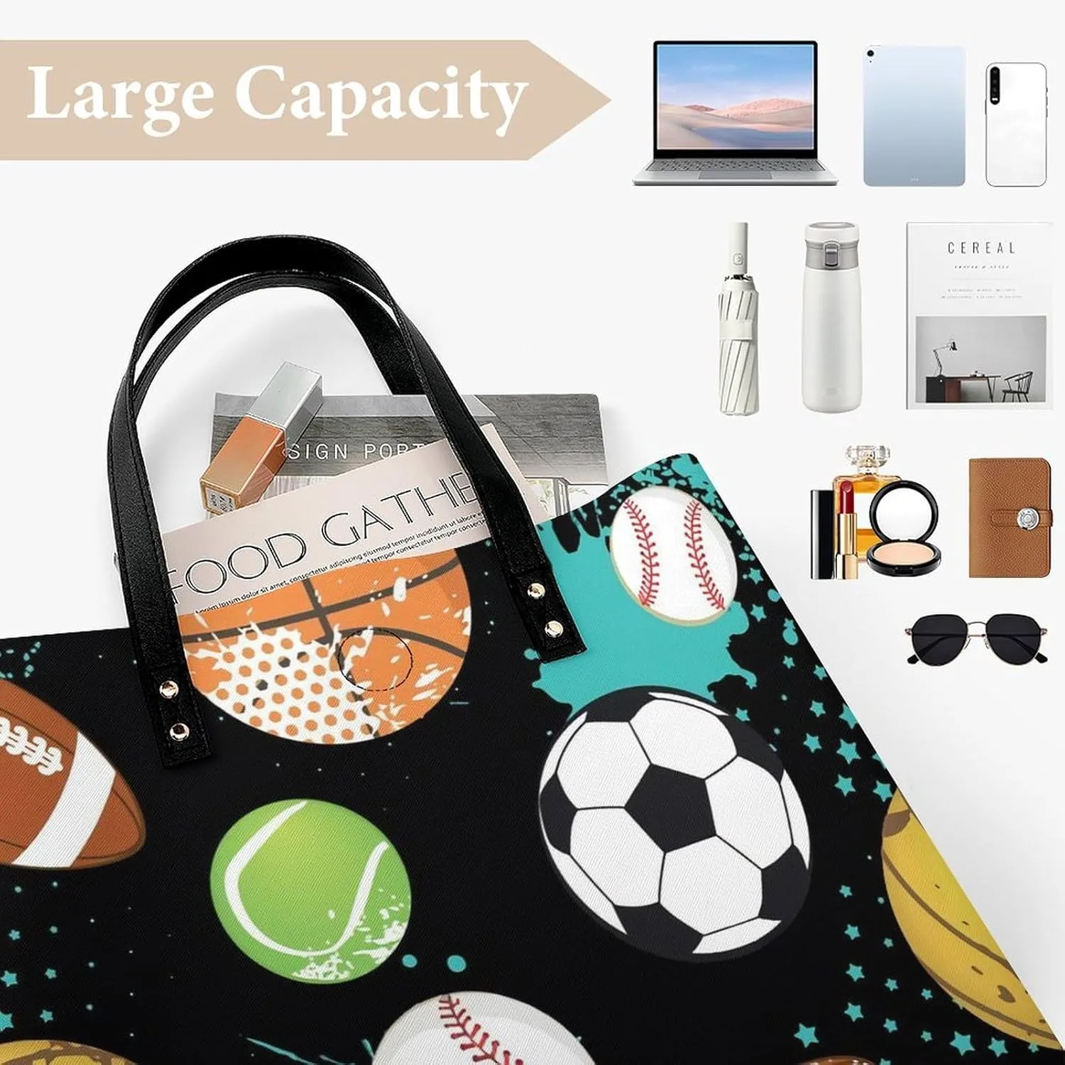 Black Retro Large Capacity Leather Handbag