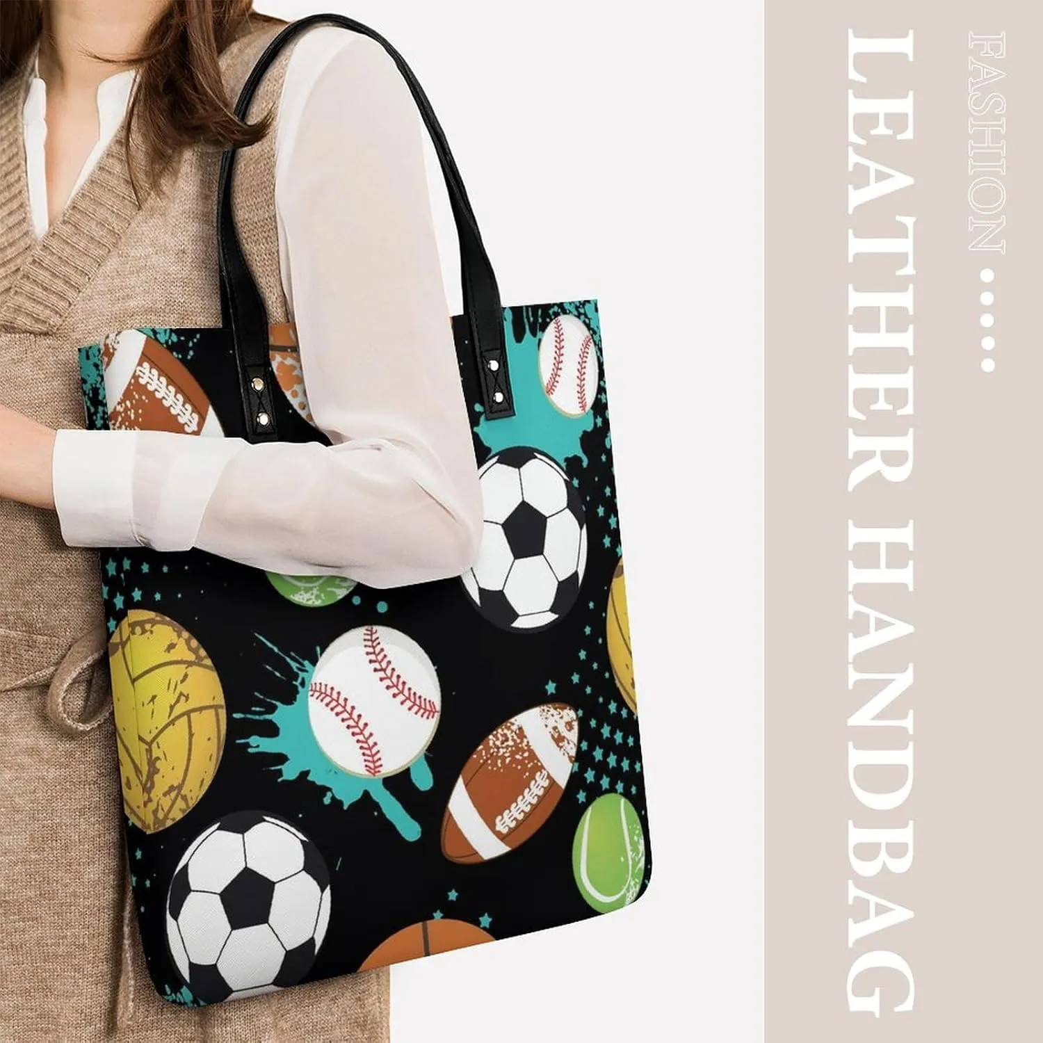 Black Retro Large Capacity Leather Handbag