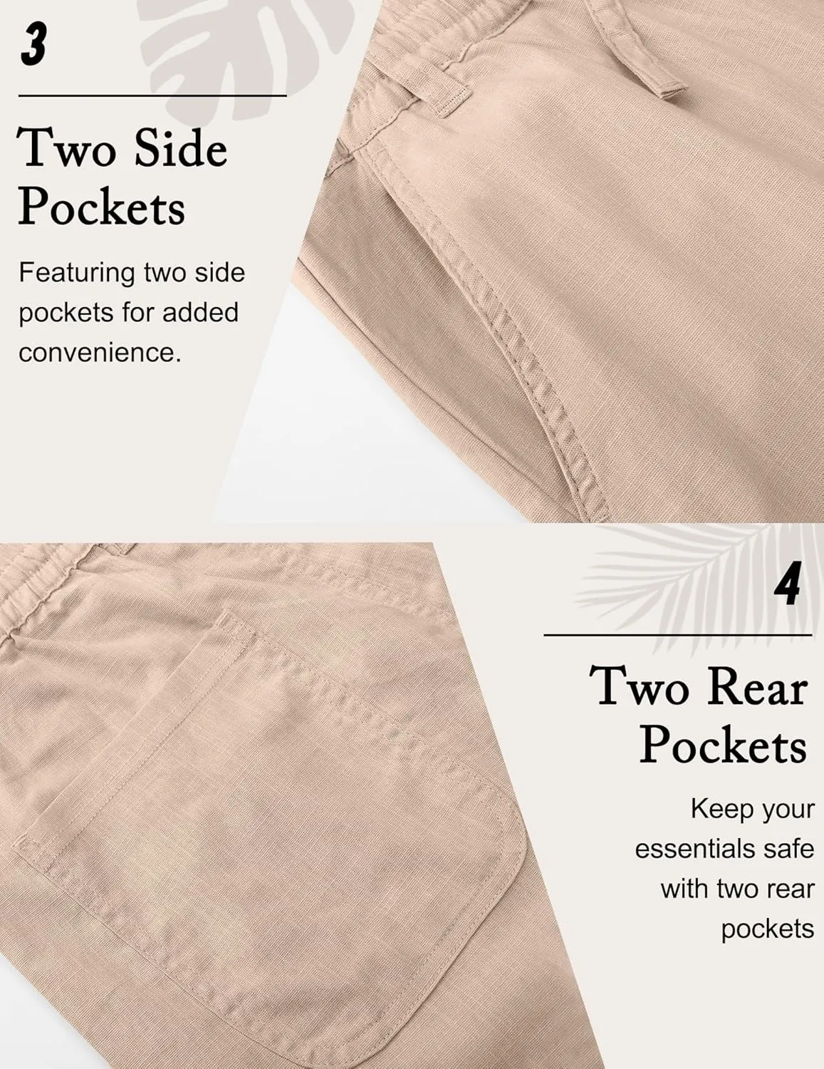 Boisouey Mens Casual Linen Pants Loose Fit Elastic Waist Drawstring Beach Summer Yoga Trousers