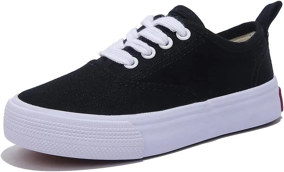 Boys and Girls Low Top Sports Shoes Lace up Canvas Children's Shoes Comfortable and Lightweight Skateboarding Shoes