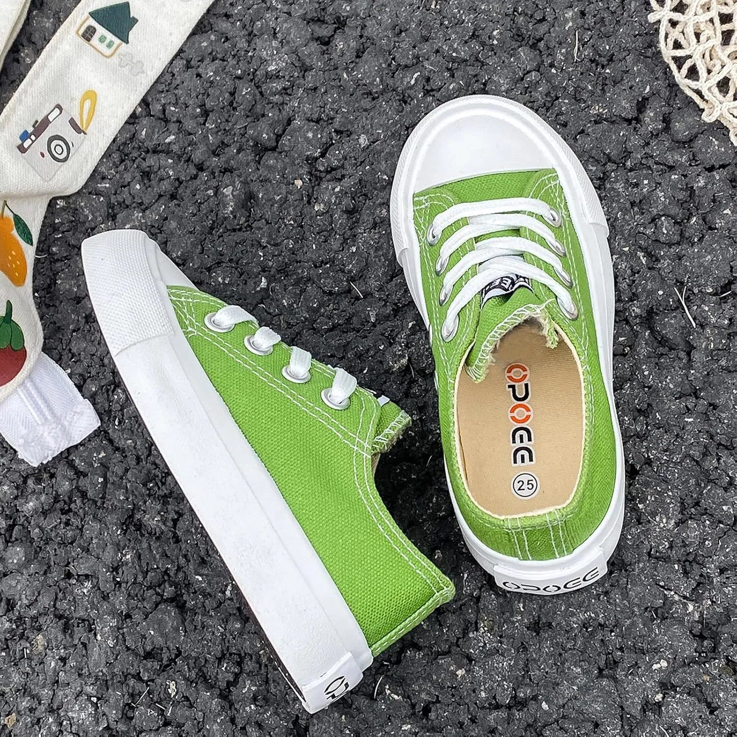 Boys Girls Baby Children's Shoes Low top lace-up Children's Canvas Shoes Back-to-School Season Small White Shoes Children's Sneakers Teens Medium and Large Kids Skateboarding Shoes