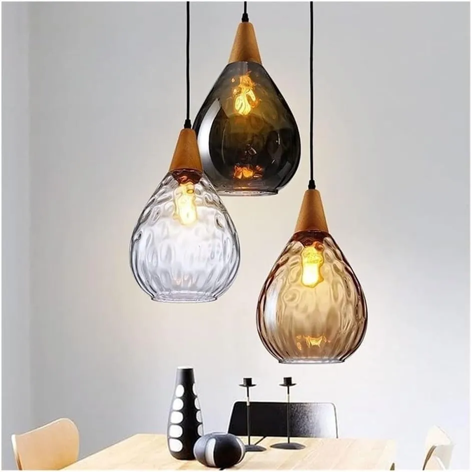 Bracket Light Creative Spherical Glass Pendant Light Single Head Chandelier Height Adjustable Hanging Wire LED Warm Light 3000K Lighting Fixture for Restaurant Bar Coffee Shop Dining Room Living