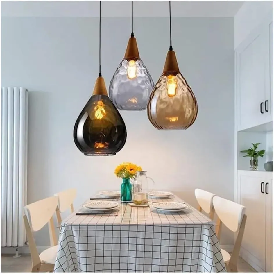 Bracket Light Creative Spherical Glass Pendant Light Single Head Chandelier Height Adjustable Hanging Wire LED Warm Light 3000K Lighting Fixture for Restaurant Bar Coffee Shop Dining Room Living