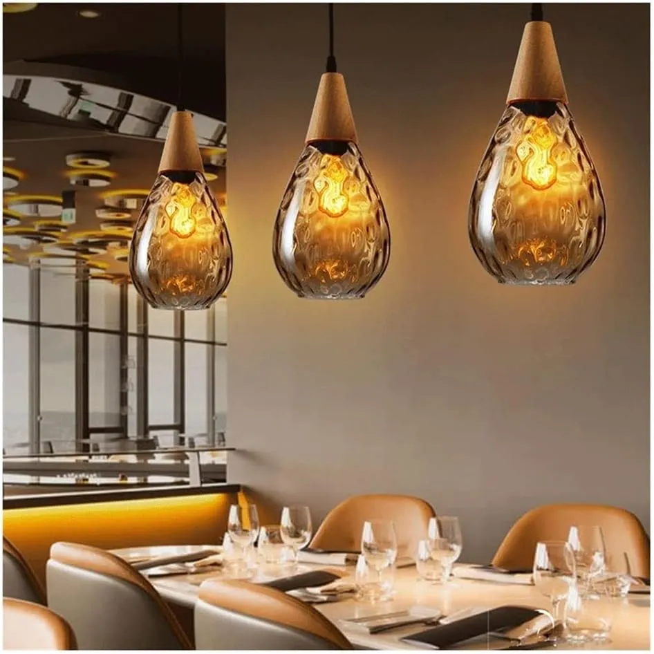 Bracket Light Creative Spherical Glass Pendant Light Single Head Chandelier Height Adjustable Hanging Wire LED Warm Light 3000K Lighting Fixture for Restaurant Bar Coffee Shop Dining Room Living
