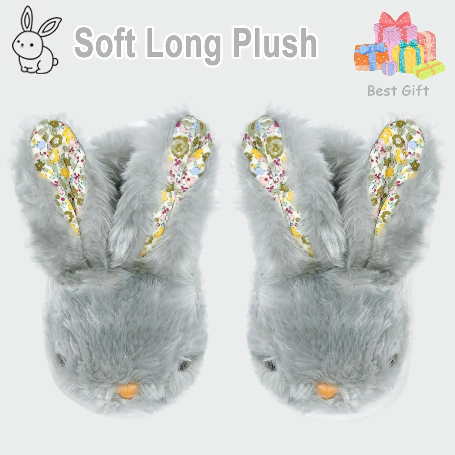 Bunny Slippers for Women, Cute Animal Fluffy Slippers Fuzzy House Shoes Plush Warm Winter Slippers Rabbit Home Bedroom Shoes Indoor & Outdoor