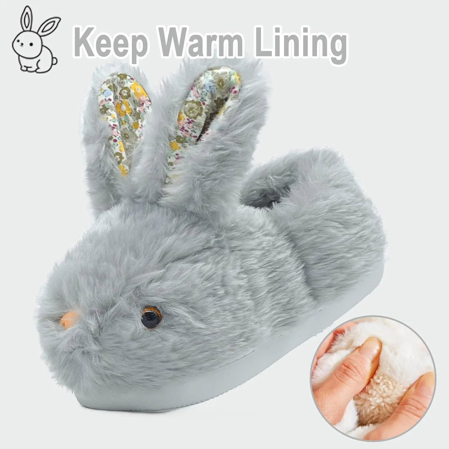 Bunny Slippers for Women, Cute Animal Fluffy Slippers Fuzzy House Shoes Plush Warm Winter Slippers Rabbit Home Bedroom Shoes Indoor & Outdoor