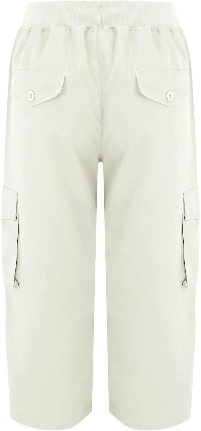 Cargo Capris for Women Summer Casual Drawstring Lightweight Outdoor Travel Hiking Cropped Pants with 6 Pockets