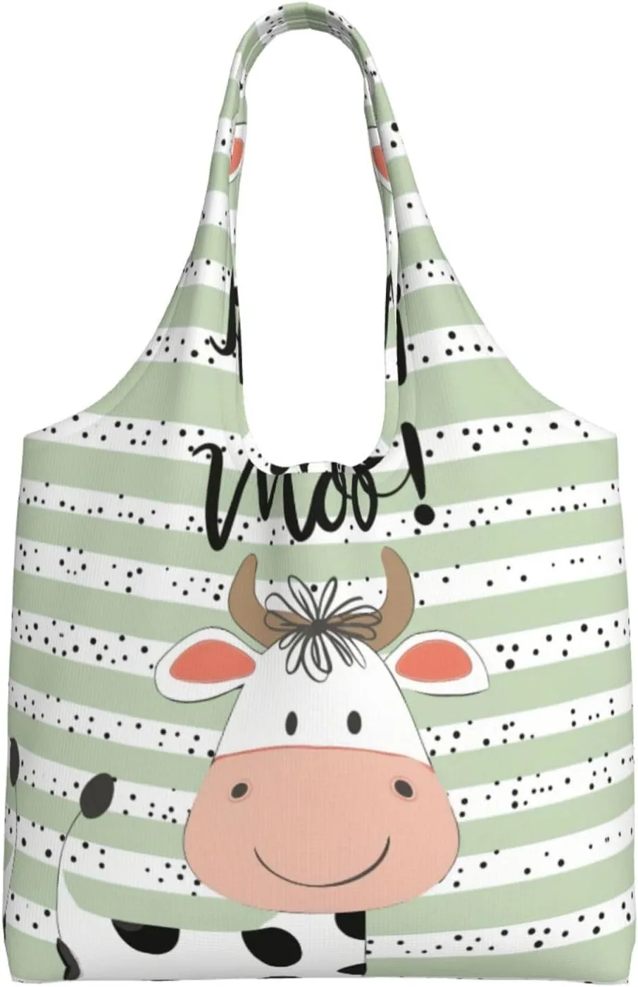 Cartoon Cute Calf Large capacity single-shoulder commuter canvas bag, suitable for shopping, travel, multi-purpose, light and not shoulder-squeezing
