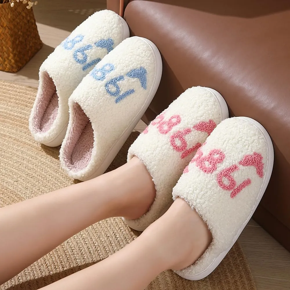 Cartoon Slippers for Women Men, Soft Fluffy Warm Lightweight Non-Slip Cute House Slippers Slip-On Cozy Indoor Outdoor Heart Meet Ne at Night Mushroom Cherry Strawberry Evil Eye Slippers