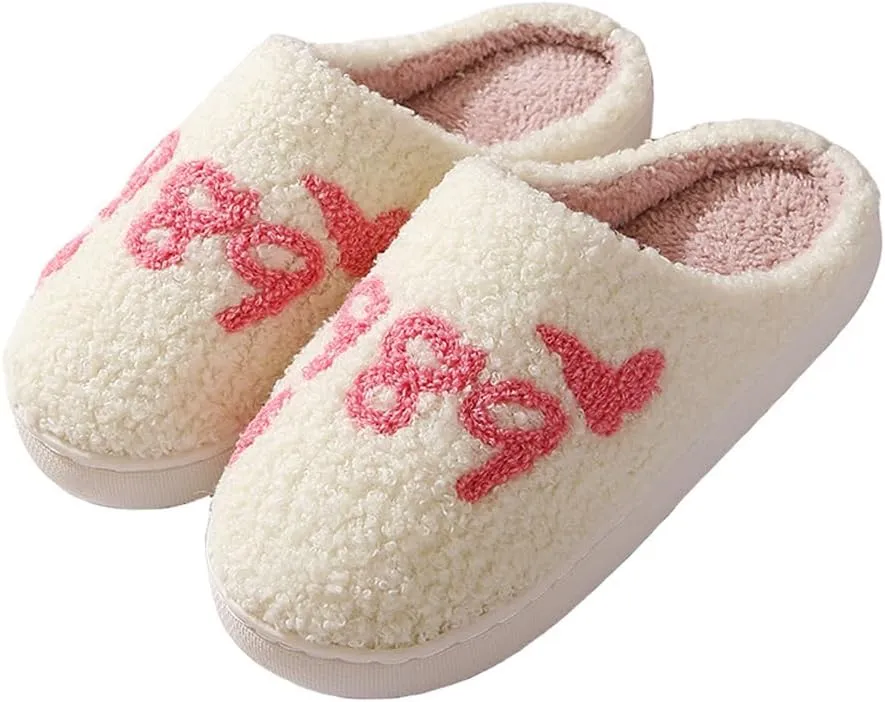 Cartoon Slippers for Women Men, Soft Fluffy Warm Lightweight Non-Slip Cute House Slippers Slip-On Cozy Indoor Outdoor Heart Meet Ne at Night Mushroom Cherry Strawberry Evil Eye Slippers