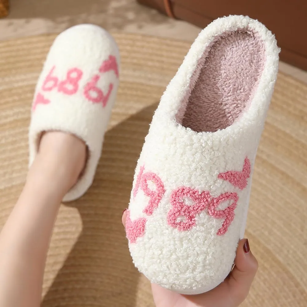 Cartoon Slippers for Women Men, Soft Fluffy Warm Lightweight Non-Slip Cute House Slippers Slip-On Cozy Indoor Outdoor Heart Meet Ne at Night Mushroom Cherry Strawberry Evil Eye Slippers